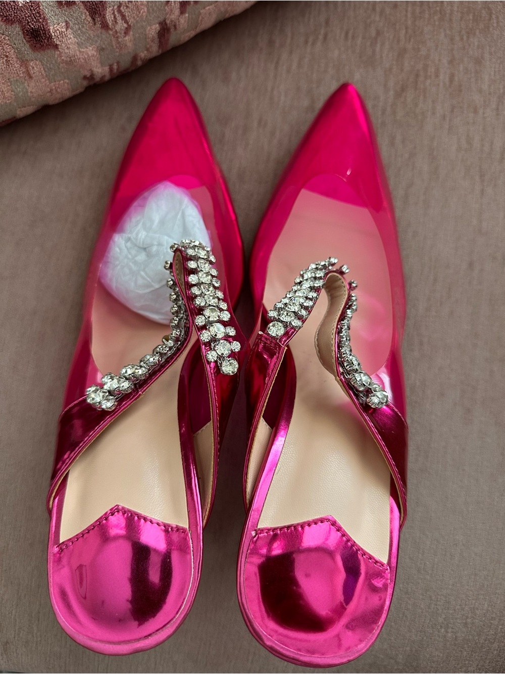 Women’s Hot Pink Jeweled Slingback Pumps